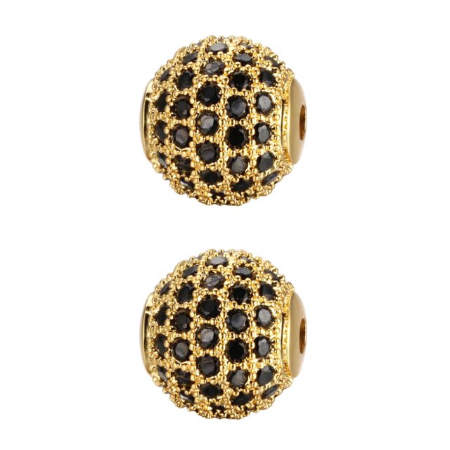 Qarigey para el tobillo con cuentas, espaciador de cuentas redondas, decoración para hacer joyas, encontrar artesano de cristal, artesanía Oro Negro 10mm 2Conjunto