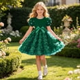 thumbnail image 2 of HAYIMI Girls Dresses Pearl Short Sleeve Rose Floral Print Party Dress For Toddler Summer Casual Wear Holiday Sundress, 2 of 9