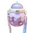 thumbnail image 2 of 1 Set 1000ml Straw Cup Food Grade Large Capacity BPA Free Portable Strawberry Shape Water Bottle with Strap Daily Use, 2 of 8