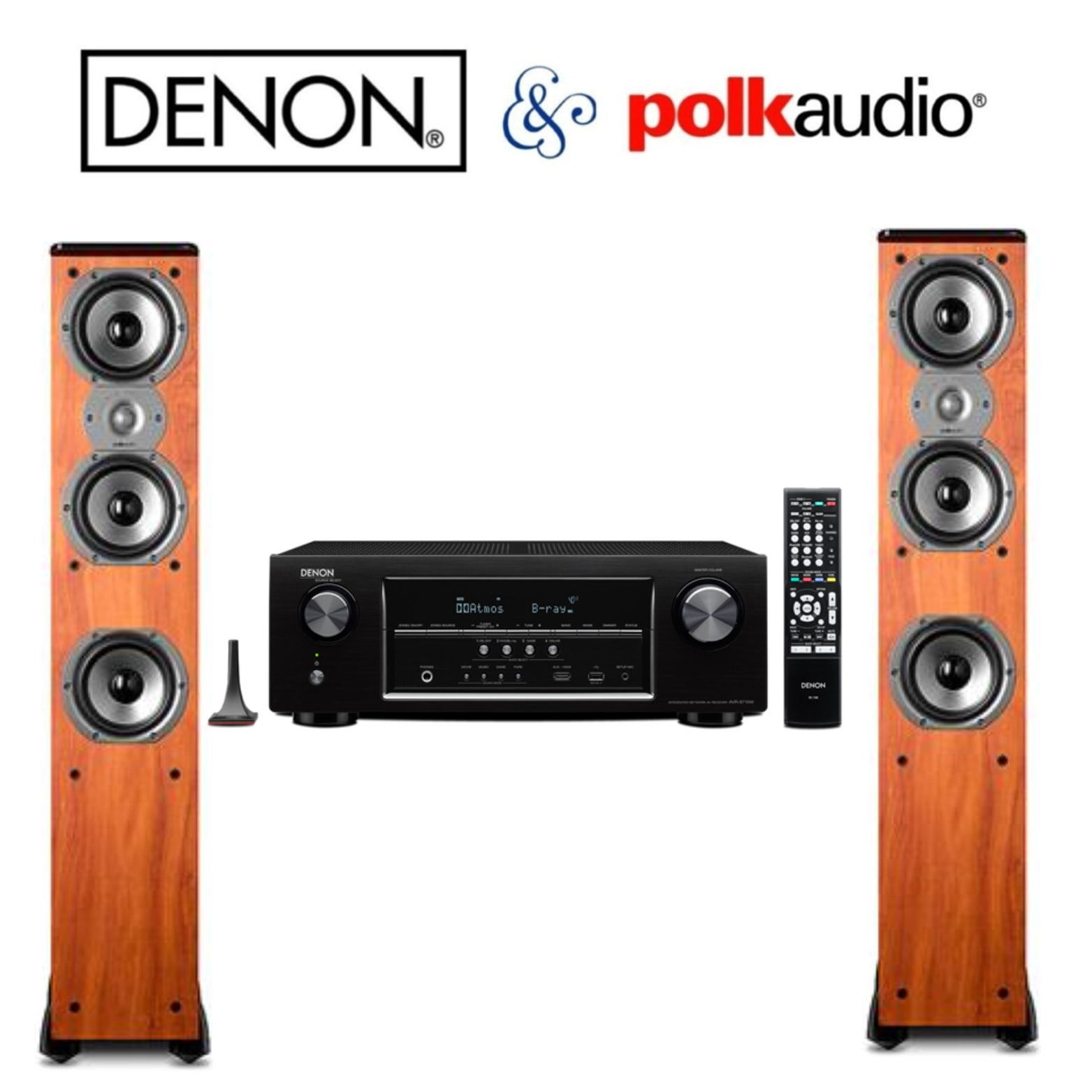 Denon AVRS710W Receiver + Polk TSi400 Floorstanding Speakers in Cherry