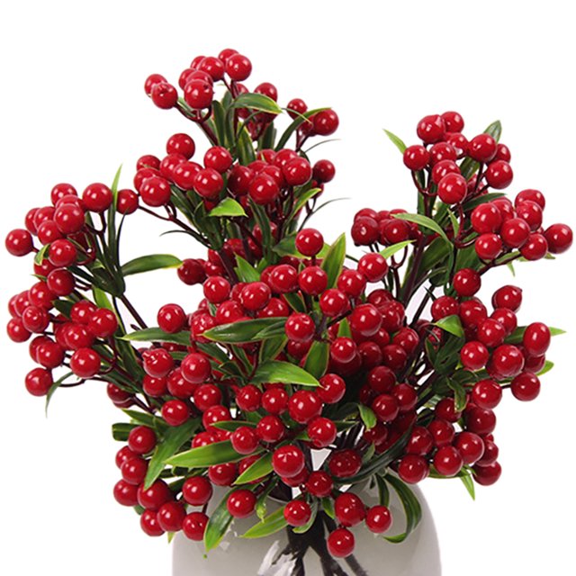 Christmas Berry Picks Realistic: 5PCS Artificial Berry Decor Faux Berries Stems