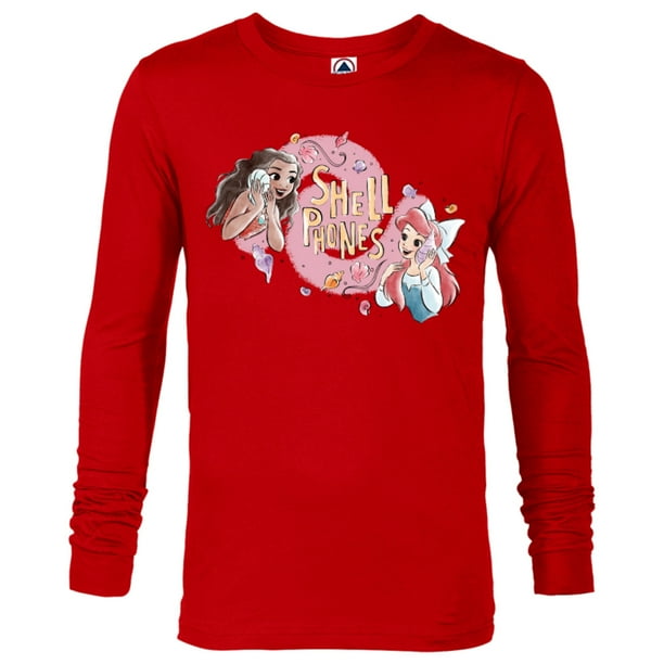 Disney Princess Moana And Ariel Shell Phones Long Sleeve T Shirt For Men Customized New Red Walmart Com