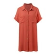 thumbnail image 6 of Womens Button Down Shirt Dress Summer Linen Dress V Neck Mini Dress Casual Short Sleeve Loose Tunic Dresses below The Knee Dresses Casual Tan Dress Cute Beach Outfits for Women Business Casual Dresses, 6 of 8
