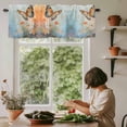 thumbnail image 5 of Orange Butterfly Flowers Window Valance Curtain Blue Modern Art Rod Pocket Short Curtain for Living Room, Bedroom & Kitchen Window Decor 60x18in, 5 of 8