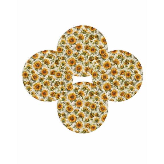 Fall Round Placemats Set of 4 Yellow Sunflower Place Mats Thanksgiving Woven Placemat Autumn Harvest Circle Braided Table Mat for Kitchen Dining Table Autumn Party Home Decor 15 Inch