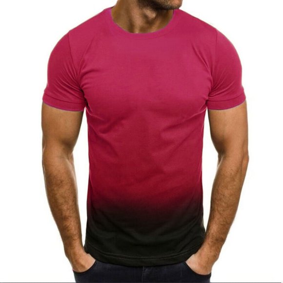lcziwo Mens Gradient Polo Shirts Crewneck Short Sleeve Summer Beach Shirt Causal Stylish Tie Dye Graphic Tee Shirts Muscle Workout Tops 2024 Hot Pink,XXXL