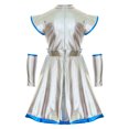thumbnail image 3 of iiniim Kids Girl Shiny Metallic Space Alien Dress Cap Sleeve Tutu Dress with Arm Sleeve Halloween Party Dress Up Silver 6, 3 of 7