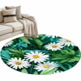 thumbnail image 2 of Area Rug 48in, Spring Farm Daisy Flowers Floor Carpet Living Room Rug, Watercolor Floral Green Leaves Non-Slip Welcome Mat Indoor Rugs for Bedroom Dining Room, 2 of 9