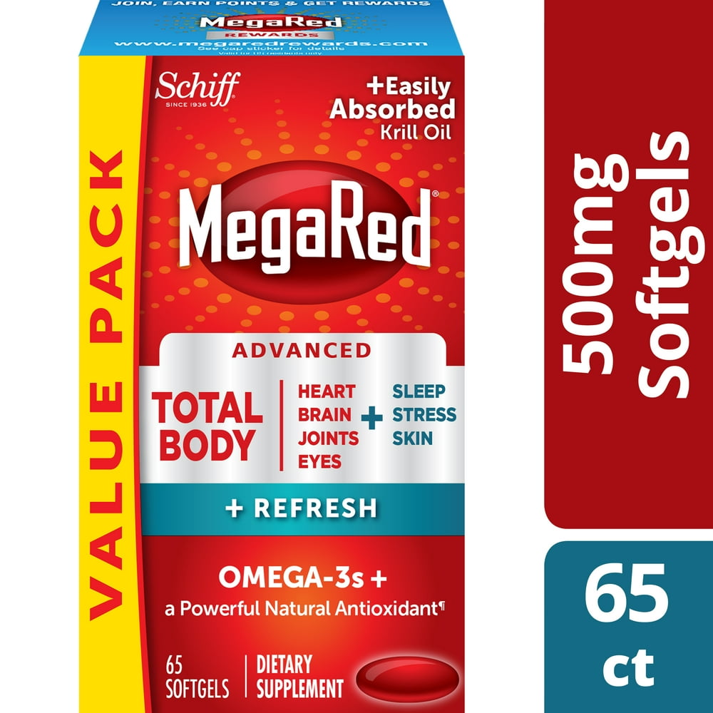 MegaRed Advanced Total Body + Refresh Omega3 Blend Softgels,(65 count