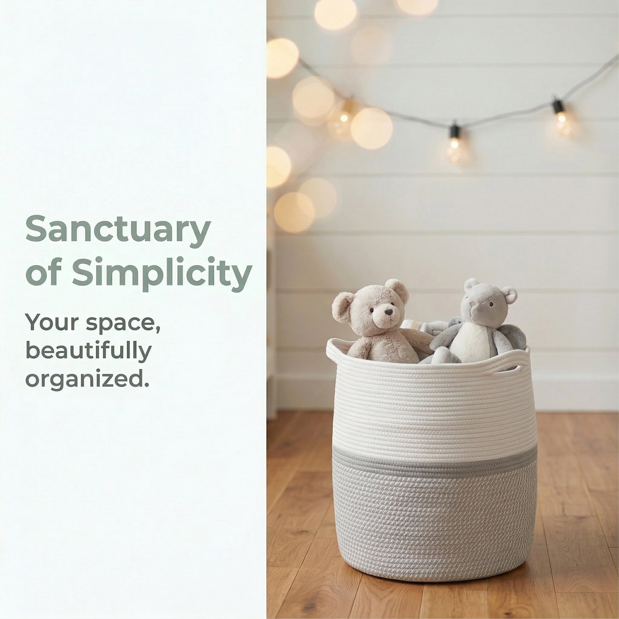Unique Bargains Multiple Use Woven Shelf Closet Storage Bin White Grey 14*14*16.9in