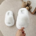 thumbnail image 2 of ZHOGXU Kids Girls Fuzzy Slippers Open Toe Soft Sole Warm Indoor House Shoes Cozy Lightweight Footwear,White,4.5-5 Years, 2 of 6
