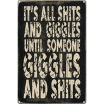 Retro Metal Tin Sign Until Someone Giggles Wall Decor for Bar Pub Man Cave Club Homees Metal Sign Plaque Poster,,8×12 inch