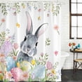 thumbnail image 2 of Easter Shower Curtain, Waterproof Shower Curtains for Bathroom, Spring Rustic Botanical Floral Rabbit Eggs Leaves Washable Fabric Bathtub Curtain Set Bath Decor with 12 Hooks Stall 36"x72", 2 of 8