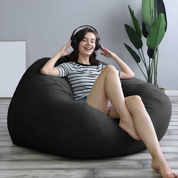 XIBUFE 2026 New Classic Bean Bag Chair Cover for Adults and Kids Sofa Sack Plush Ultra Soft Bean Bag Chair Without Filling Black