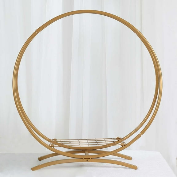 Efavormart 24" Gold Metal Double Frame Hoop Flower Table Centerpiece, Wedding Cake Display Stand