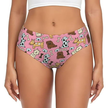 Womens Underwear - cartoon dog print No Show Seamless Underwear for Women  Stretch Women s Panties  Hipster Soft Comfort Ladies Panties Bikini Underwear Briefs