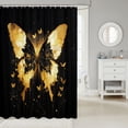 thumbnail image 2 of Butterfly Shower Curtain Golden Butterfly Print Bath Curtain Rustic Farmhouse Bathroom Decor Golden Marble Waterproof Curtain Aninal Butterfly Shower Curtain,72" W x 72" L, 2 of 5