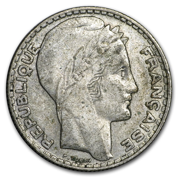 1929-1939 France Silver 10 Francs Avg Circ (Random)