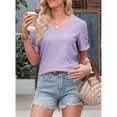 thumbnail image 3 of Top de Punto Texturizado de Color Liso con Mangas Abullonadas y Cuello en V en L, 3 of 5