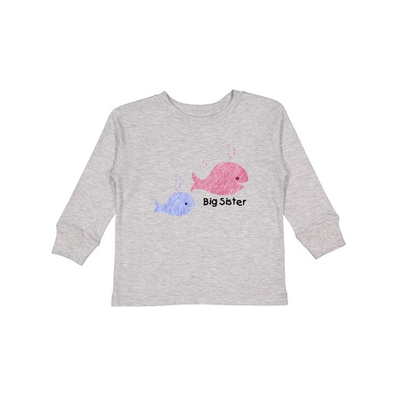 Inktastic Big Sister with Lil' Brother Girls Long Sleeve Toddler T-Shirt