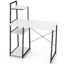 Spaco Compact Computer Desk Workstation with 4 Tier Shelves for Home and Office-White,