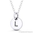 thumbnail image 3 of Initial Letter "L" Engraved Tiny 11x8mm (0.4"x0.3") Circle Pendant & Chain Necklace in .925 Sterling Silver, 3 of 3