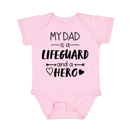 

Inktastic My Dad is a Lifeguard and a Hero with Hearts Gift Baby Boy or Baby Girl Bodysuit
