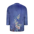thumbnail image 4 of Sewkxo Womens Plus Size Tops Loose Fit 3/4 Sleeve Shirt Crew Neck Print Blouse Spring Summer Fashion Clothes,Blue 2XL, 4 of 6
