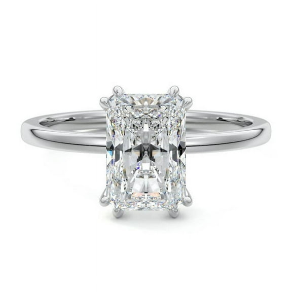 Dash Jewel 14K White Gold Plated Rings - 1.8 Ct Radiant Excellent Cut Diamond Ring - Latest Engagement Diamond Ring for Women's - Unique Design Fancy Rings for Women's - Party Wear Diamond Rings