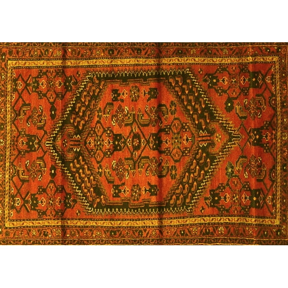 Ahgly Company Machine Washable Indoor Rectangle Persian Yellow Traditional Area Rugs, 7' x 9'