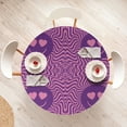 thumbnail image 3 of Ambesonne Emoji Fitted Round Tablecloth, Funny Faces Trippy Back Art, 56"- 60" Diameter, Dark Purple Pale Lilac, 3 of 4