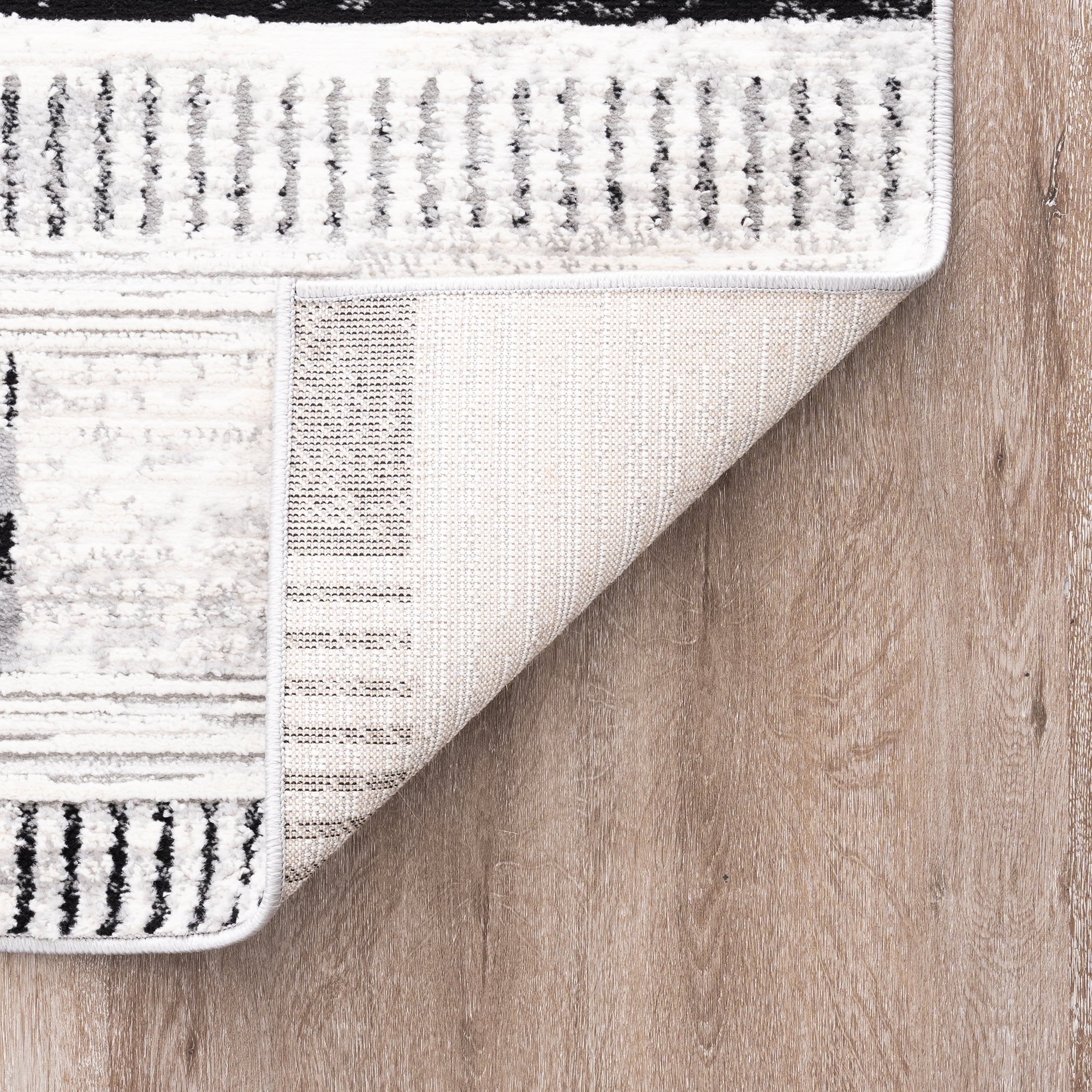 Alpha Contemporary 2' x 7' Gray and Black Polyester Indoor Area Rug