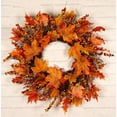thumbnail image 2 of windfall Maple Foam Unlit Wreath, 17.2" (Orange), 2 of 2