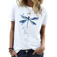 thumbnail image 3 of Camisa de manga corta con estampado para mujer, blusa informal cómoda y transpirable con cuello redondo para verano, color blanco XL, 3 of 6