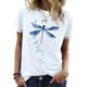 thumbnail image 3 of Camisa de manga corta con estampado para mujer, blusa informal cómoda y transpirable con cuello redondo para verano, color blanco M, 3 of 6