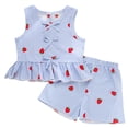 thumbnail image 6 of Cethrio Girls Summer Outfit Sets, 2 Piece Printed Casual Sleeveless Kids Clothing sets Blue Size 7-8T, 6 of 6