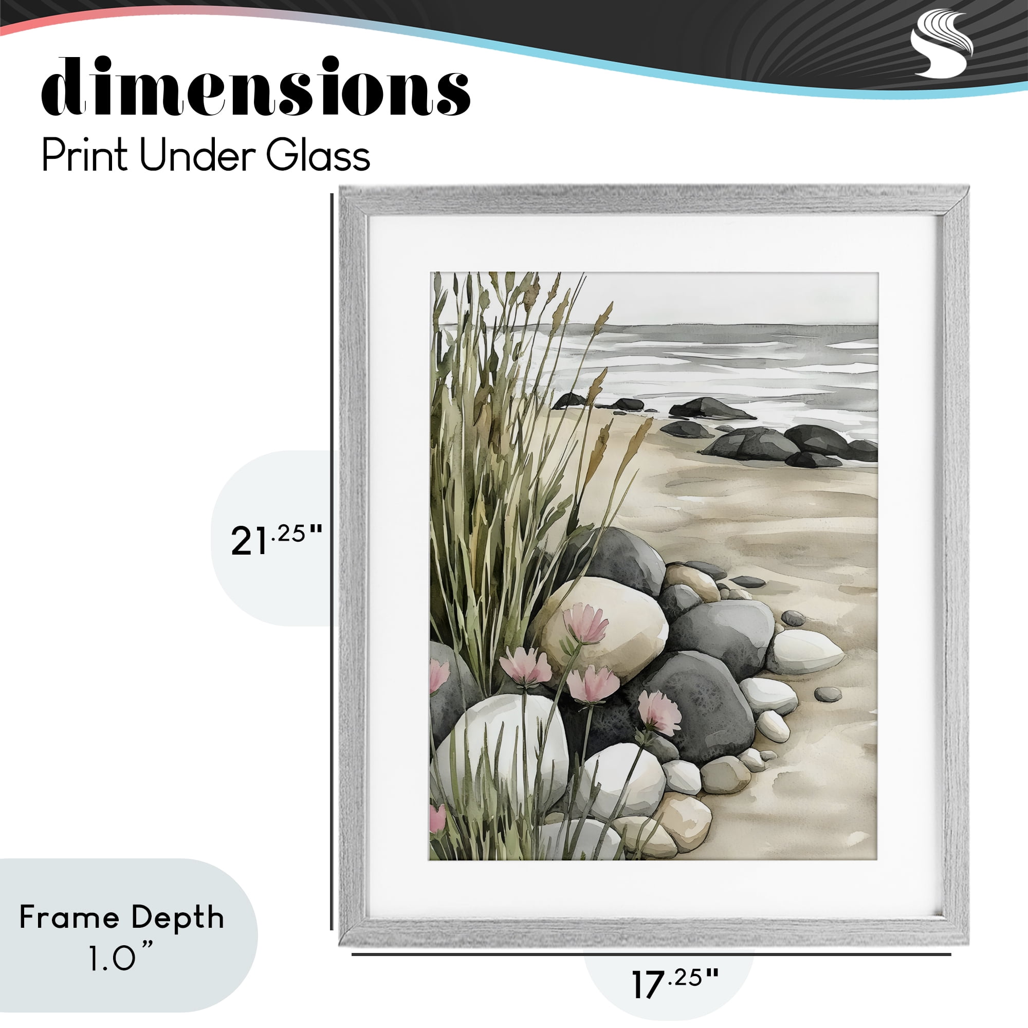 Stupell Industries Coastal Calm Pebbles Gray Framed Print Under Glass, design by Riley B