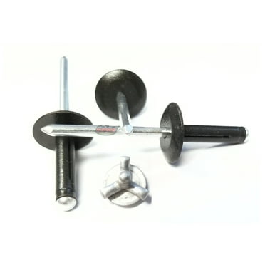 Flat Black Pop Rivets 3/16" Tri-Fold Large Head Aluminum Mandrel .040 - .354 Grip Range Fastener