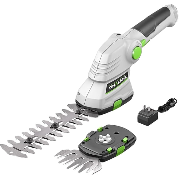 Restored PHALANX Cordless Grass Shears 2-in-1 Handheld Hedge Trimmer,7.2V Electric Grass Trimmer Turnable Handle, Rechargeable Lithium-Ion Battery and Charger Included for Lawn/Garden (Refurbished)