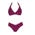 thumbnail image 4 of BKQCNKM Halter Bikini Sets for Women, Mid Rise Bikini Sets for Women, Push Up Bikini, Full Coverage Bikini, Wine S, 4 of 4
