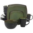 thumbnail image 1 of Gibson Elite Soho Lounge Square 16 Piece Stoneware Dinnerware Set - Green/Black, 1 of 6