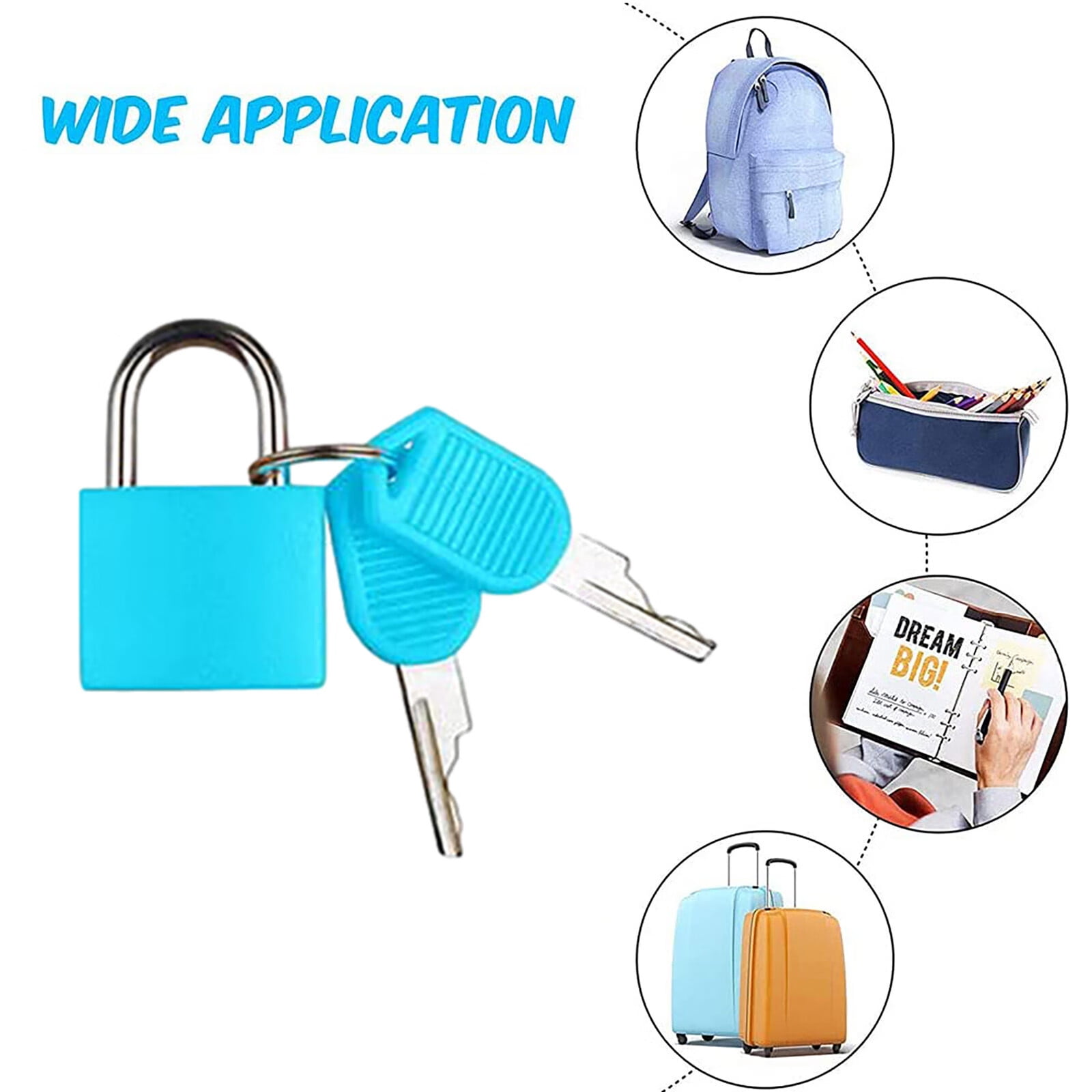 Sehao Suitcase Lock Mini Padlock with Key Small Lock School Bag