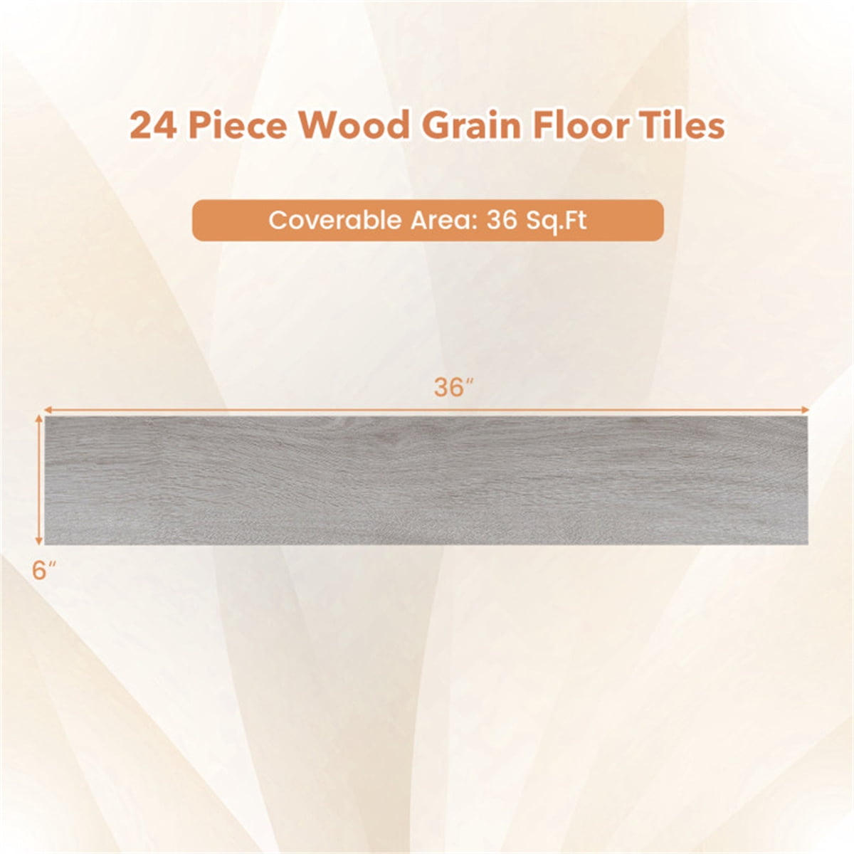 48-Pack Wood Look Vinyl Plank Flooring 36 Sq.Ft Waterproof PVC Floor Tiles for Home Bedroom Kitchen Gray