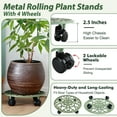thumbnail image 3 of CNKOO 2 Paquets Support à Plantes Roulant avec Roues Caddy à Plantes en Métal avec Roues Robuste Support à Plantes Rond de 13'' Rouleaux d'Intérieur en Fer pour Plantes Poupée à Plantes avec Soucoupes pour Plantes, 3 of 8