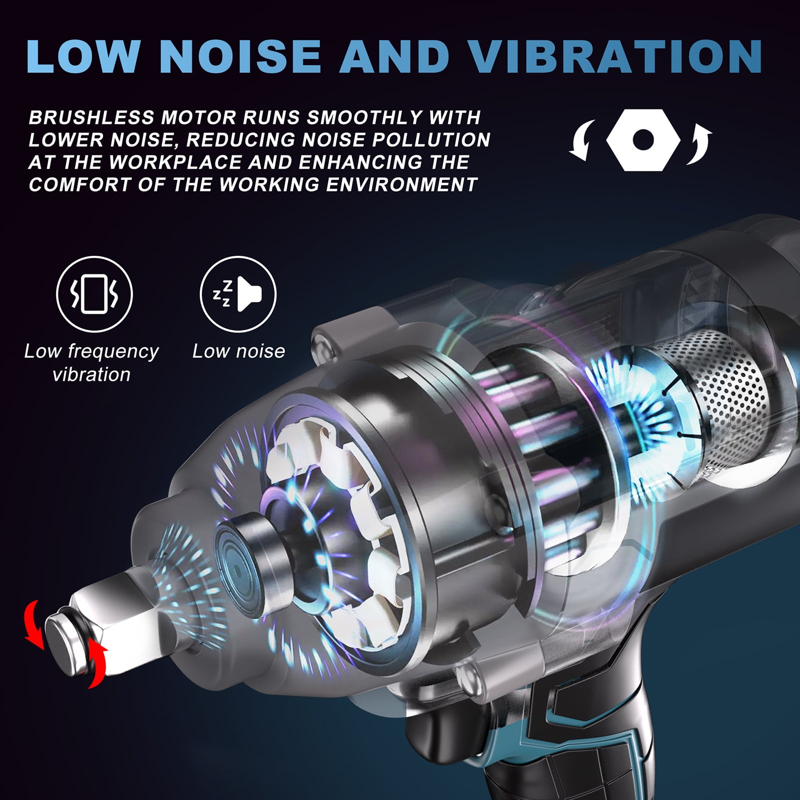 Power Cordless Impact Wrench 1/2", 20V Impact Brushless Motor with 2 x 3.0A Batteries, 2-Mode Speed & Max Torque 280 ft lbs (380N.m), Power Impact Wrench with 5 Sockets,8 Drill,8 Screws for Home Car