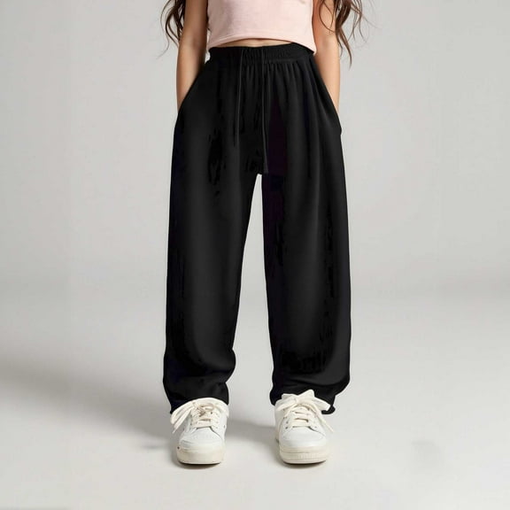 Tween Girls Sweatpants Toddler Athletic Pants with Pockets Adjustable Drawstring Casual Pants Kids Black Sweatpants Boys Sweatpants Size 10-12 Years
