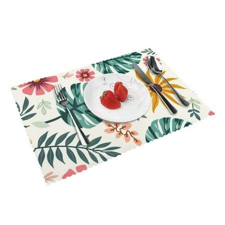 

Floral Leaves In Flat Placemats 12 X 18 Inch Table Runner Kitchen Dining Room Decor Holiday Decor Washable Table Runner Set Of 4
