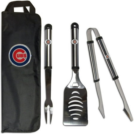 MLB 3-Piece BBQ Set with Canvas Case, Chicago Cubs