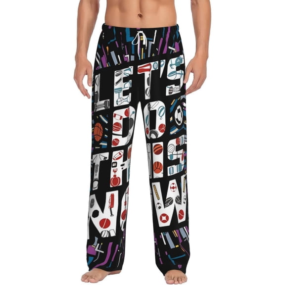 Hirioo Geometric Sports Energetic Burst for Men's PJ Pajama Pants Sleep Pants Men's Home Trousers with Pockets,S-3XL-Medium