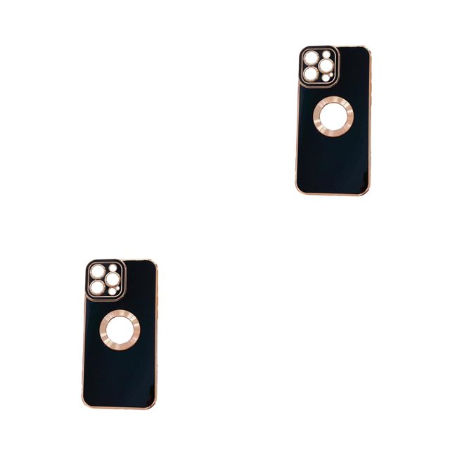 Inteprter Funda de teléfono galvanizada de lujo con Protector de cámara, carcasa para teléfono inteligente, cubierta de orificio Negro 2piezas